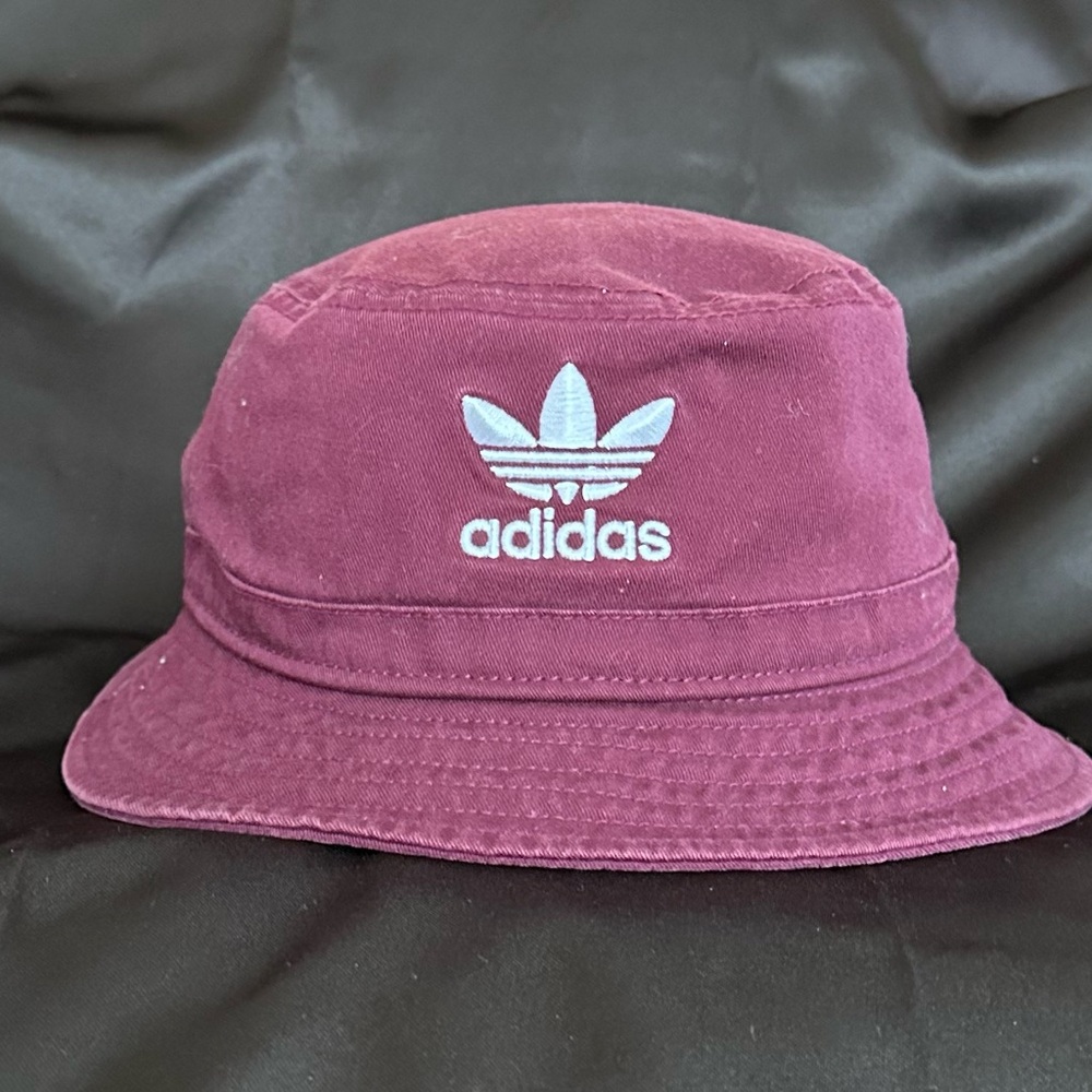 Burgandy adidas bucket hat